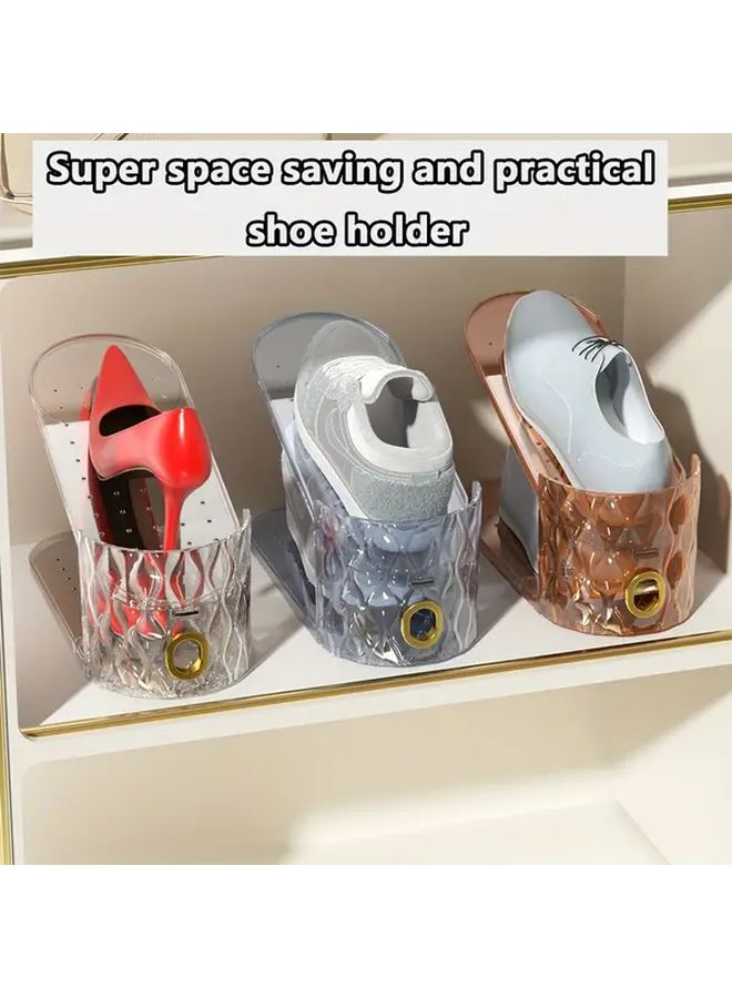 Amber Red 15 Pcs Adjustable Double Layer Shoe Rack Space Saving Floor Organizer - Image 1